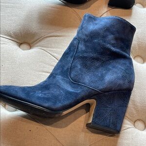 Marc Fisher Blue Heeled Boots with Suede Finish